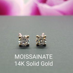 2mm 14K Yellow Gold Real Moissanite Stone